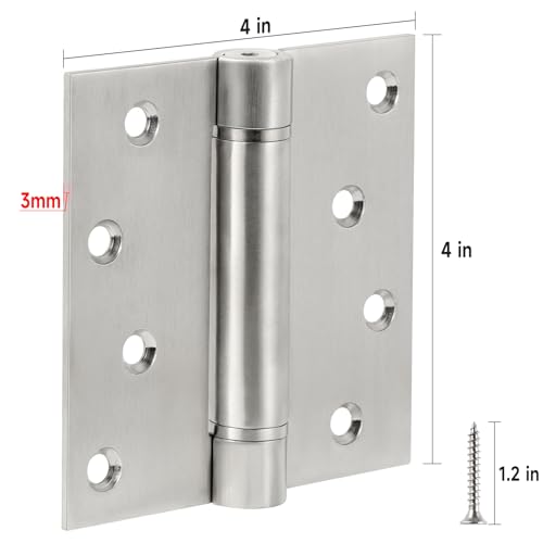 Self Closing Door Hinges, 4x4 Inch 304 Stainless Steel Spring Type, 2 Pack - style: S hole - Square