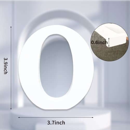 AOCEAN 4 Inch White Wood Letters Unfinished Wood Letter for Wall Decor Decorative Standing Letters Slices Sign Board Decoration for Craft Home Party Projects (O) - style: O