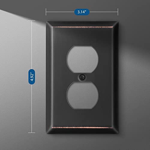 DEWENWILS 4 Pack Duplex Wall Plate, Aged Bronze Outlet Cover | 4 Pack, Mid Size 4.92" x 3.14", Metal Wall Plates for Electric Outlet, GFCI, Dimmer Switch, Toggle Switch - color: Aged Bronze, size: 1-Gang Duplex, 4 Pack
