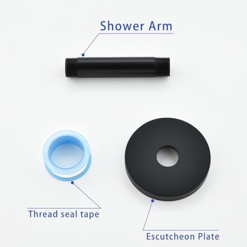 Wall Mounted Stainless Steel Shower Arm Shower Head Extension Pipe Bathroom Accessories 4 Inch Matte Black,SW-RD91038-4MB. - color: Circular Flange-4" Matte Black