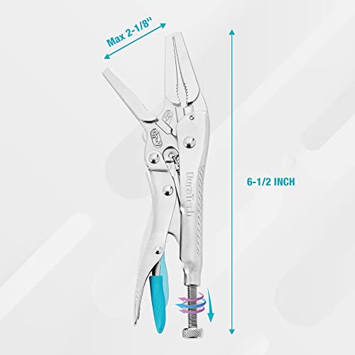 DURATECH 6.5 Long Nose Locking Pliers, Cr-V Construction with Wire Cutte