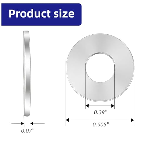 100-Piece 3/8" x 7/8" 304 Stainless Steel Flat Washers, Screws Washers and Repair Washers for Industrial, Automotive and Home Use - color: Silver, size: 3/8" x 7/8"