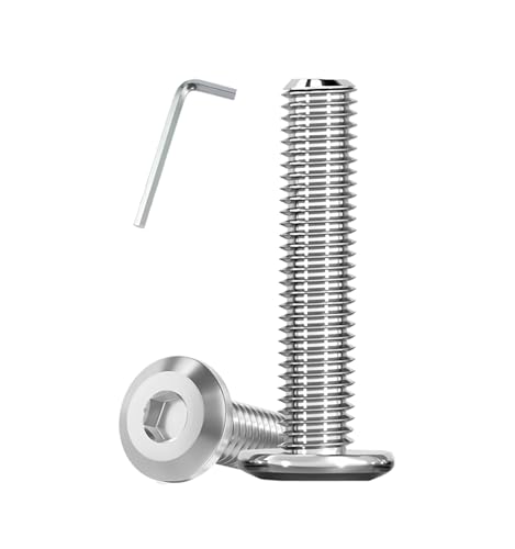 Metuja 1/4-20x2 Flat Head Hex Socket Cap Screws Bolts,304 Stainless Steel Fully Threaded Machine Screws with Hex Key (20PCS) Corrosion-Resistant for Furniture/Machinery - size: 1/4-20 x 2"