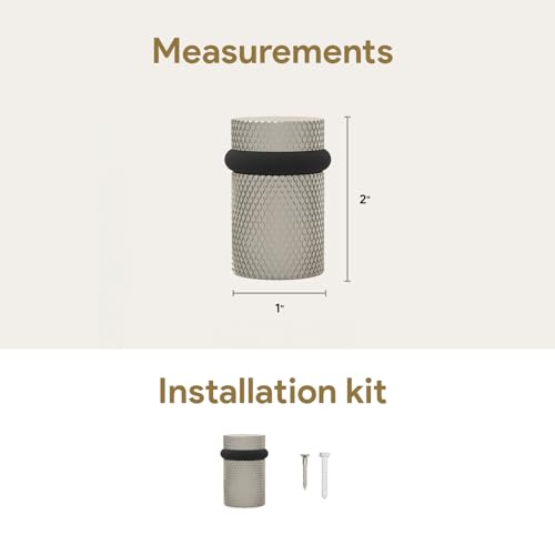 Mega Handles Knurled Floor Door Stopper Satin Nickel (2-Pack) - Floor Mount - color: Satin Nickel, size: 2 Pack
