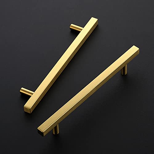 Ravinte Gold Cabinet Handles 6-3/8 Inch 10 Pack, Square Cabinet Pulls - size: 6-3/8 Inch Hole Centers