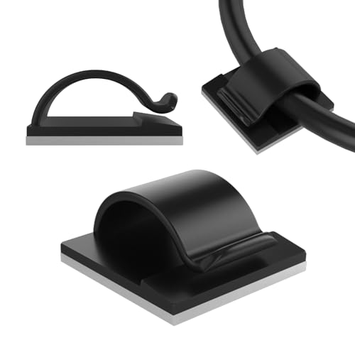 LinkDocs 30 Pieces Adhesive Cable Clips Wire Clips Cable Wire Management Wire Cable Holder Clamps Cable Tie Holder for Car, Office and Home