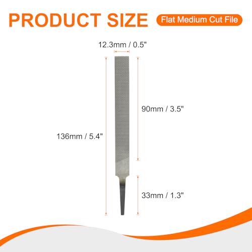 HARFINGTON 2pcs Flat Medium Cut File 4" Double Cut Teeth High Carbon Steel Hand Rasp File without Handle for Metal Wood Deburring Removing - size: 4", style: Medium