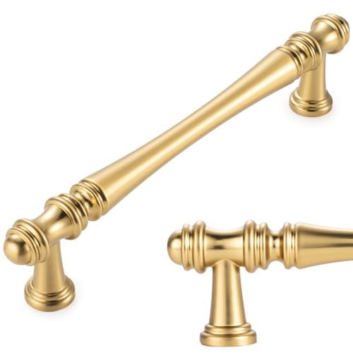 KOOFIZO 30 Pack 5 in Brushed Gold Cabinet Pulls, Gold Drawer Handles P30 - color: Brushed Gold, size: 5" CC - 30Pcs