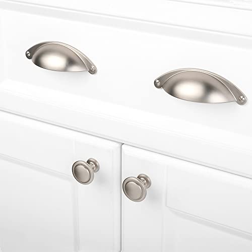 KOOFIZO 10 Pack Brushed Nickel Cabinet Knobs Round Single Hole Pulls 1960 - color: Brushed Nickel, size: Knob 1 - 10Pcs, style: Round