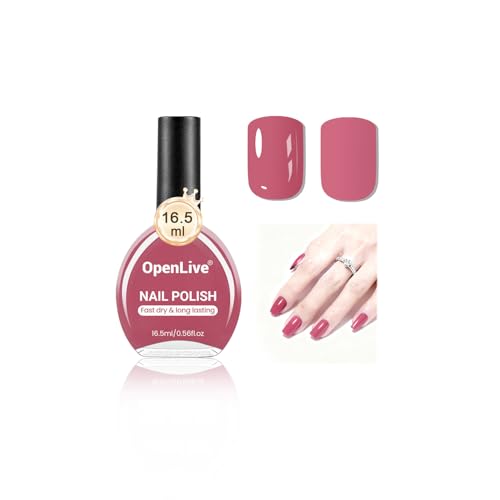 OpenLive 16.5ml Dark Pink Nail Polish Large Volume Quick Drying Nail Polish, Fast Drying and Long Lasting Color Nail Art DIY Home Manicure Gift for Women - color: Dark Pink