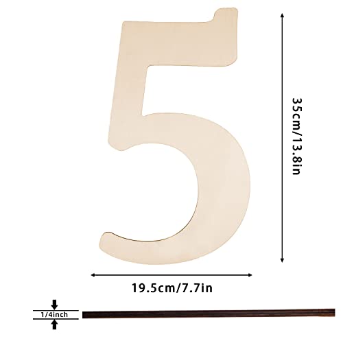 14 Inch Wooden Numbers 5, Unfinished Wood Numbers Cutout for DIY Crafts - color: 5, size: 14 Inch