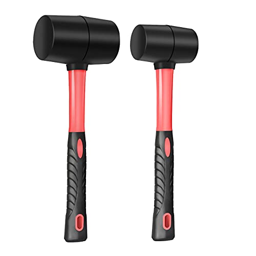 Fiberglass Handle Rubber Mallet Hammer Set without Damage,2 Packs