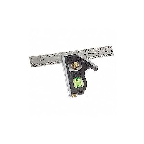 Combination Square, 6 in, Black, Zinc