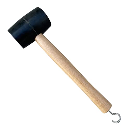 Sandbaggy Rubber Mallet | 20 oz Industrial Grade | For Applications Like Construction & Landscaping | Made of Solid Oak | Comfortable for All Day Use | Includes Tent Peg Remover (Pack of 12, Black) - size: Black Color