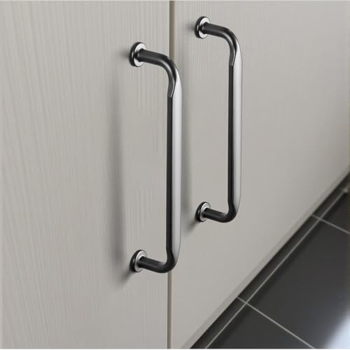 12 Pack Black Zinc Alloy Cabinet Handles - 5''(128mm) Hole Center Cabinet Pull Hardware for Bedroom, Kitchen L101 - color: Black, size: 5'' Hole Center