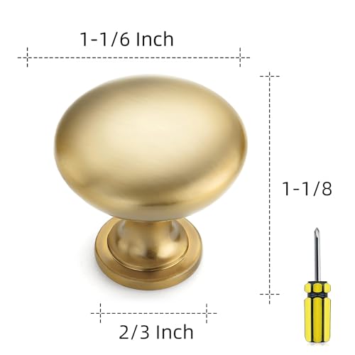 Ravinte Brushed Brass Solid Knobs Gold Kitchen Cabinet Pulls,5 Pack,Round-2 - style: Antique