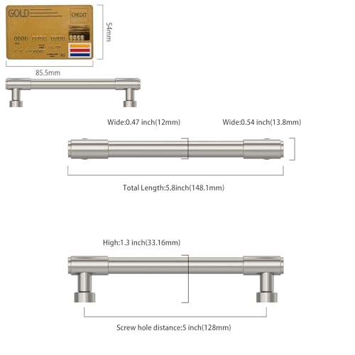 Amerdeco 10 Pack Brushed Satin Nickel Cabinet Pulls 5 Inch(128mm) Hole Center Drawer Pulls Cabinet Hardware Kitchen Cabinet Handles for Bathroom ZH0075 - color: Brushed Satin Nickel, size: 5"/128MM Hole Center