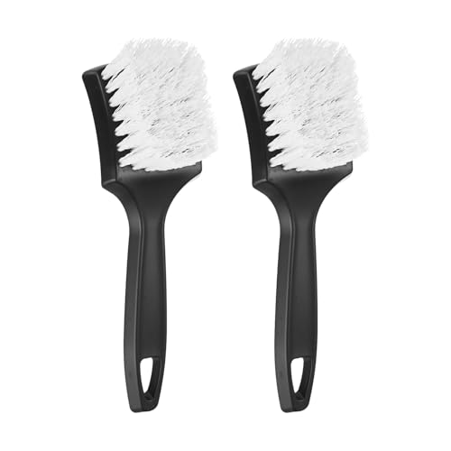 M METERXITY 2-Pack Bird Bath Cleaning Brush, 8.3 Inch Plastic Bird Bath Cleaner with Ergonomic Handle for Feeder/Fountain/Outdoor Cleaning, Utility Hard Stiff Bristle Scrub [White] - color: White