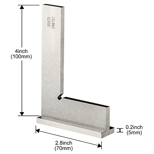 Precision Machinist Square 4 Inch Engineer Square 90 Degree Right Angle Ruler Ground Hardened Steel with Seat 4 x 2.8 Inch - size: 4 x 2.8 inches