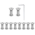 HARFINGTON 10 Set M6x10mm Hex Drive Socket Cap Bolt and M6x15mm Nuts with M4 Hex Wrench, Furniture Connector Bolts and Screws for Furniture Countersunk Belt, Silver - size: M6x10mm, M6x15mm