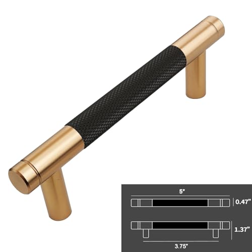 12 Pack 3 3/4 Inch 96 mm Bronze and Black Knurled Cabinet Handles Cabinet Pulls Aluminum Handles Pulls Oxidation Finish with Diamond Pattern pulls - color: Bronze and Black, size: 3 3/4 Inch