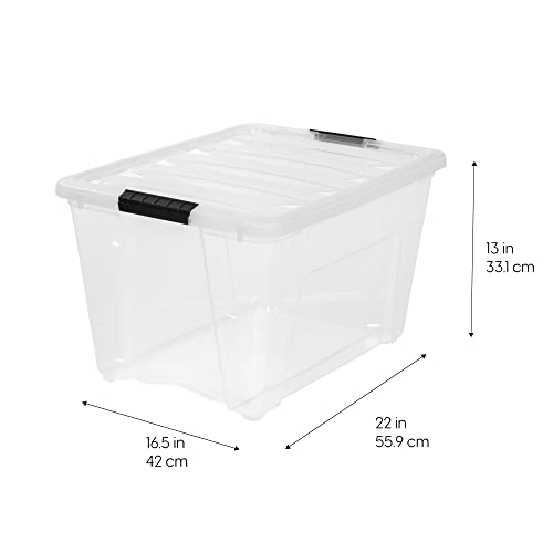 IRIS USA 3-Drawer Rolling Storage Cart, Black/Clear - color: Clear, size: 54 Qt, style: 4 Pack