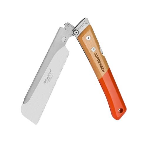 JORGENSEN Japanese Pull Saw, 6 Inch Pro Folding Dovetail Saw with Beech Wood Long handle, SK5 Steel Blade Tool-less Quick Change, 21TPI Cross Cut Woodworking Handsaw for Hardwood, Softwood - size: 6 Inch