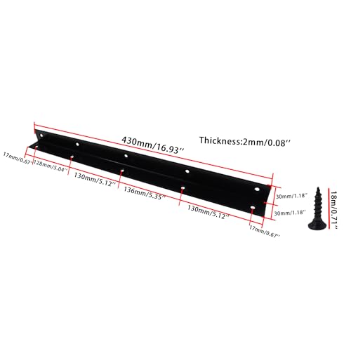 Long L Bracket,ULIFESTAR Black Corner Brace Brackets,Iron Corner Brackets,Thickness 2mm,Heavy Duty Shelf Bracket,Metal Right Angle Bracket for Wood,430*30mm/16.93*1.18'' 4 PCS - size: 430*30mm/16.93*1.18''