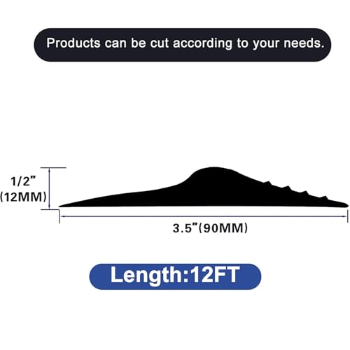 ToLanbbt 12Ft/3.7M Universal Garage Door Rubber Threshold Strip with 300ml Black Adhesive/Sealant, Weatherproof Seal Strip DIY Weather Stripping Replacement (Black) - color: Black, size: 12 Ft (incl. 1 adhesive)