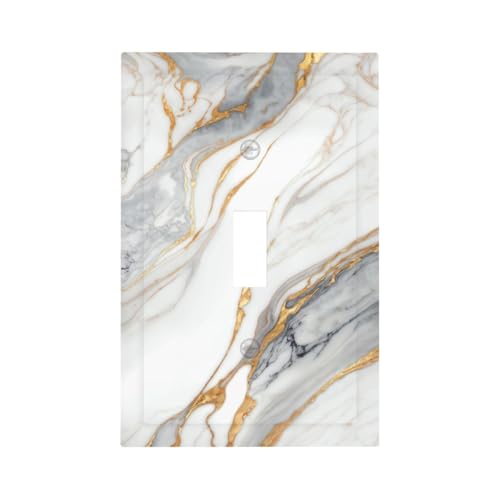 White Gray Gold Marble Light Switch Cover Decorative Wall Plate - color: 1 Gang Single Toggle