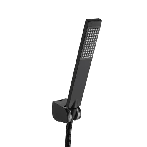 KES Brass Handheld Shower Head, Matte Black, Wall Mount, with Hose & Holder - color: Matte Black