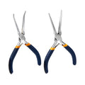 MANUFORE 2-Piece 6 Inch Mini Needle Nose Pliers Set, Straight and 45° Bent - color: Blue