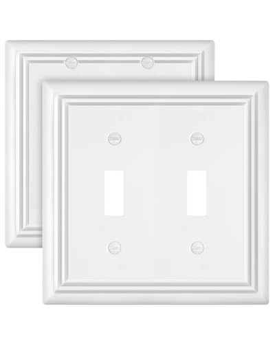 Switch Plates Outlet Covers, 2-Pack Metal Wall Plates, Pure White - color: Pure White, size: 2 Toggle 2PK