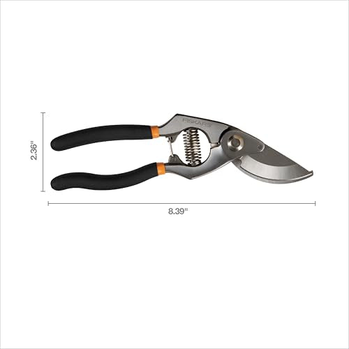 Fiskars Deluxe Forged Bypass Pruner, 3/4" Cut Capacity Garden Hand Pruners for Stems and Light Branches, Angled Cutting Head Reduces Wrist Fatigue, Precision Ground Steel Blade, Non Slip Grip - style: Deluxe Pruner