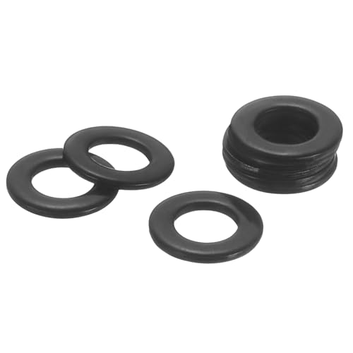 uxcell 75Pcs M5 304 Stainless Steel Flat Washers, ID 5mm, OD 12mm, Thickness 1mm Round Metal Washers for Screws Bolts, Outdoor Construction, Black - size: M5*12*1mm
