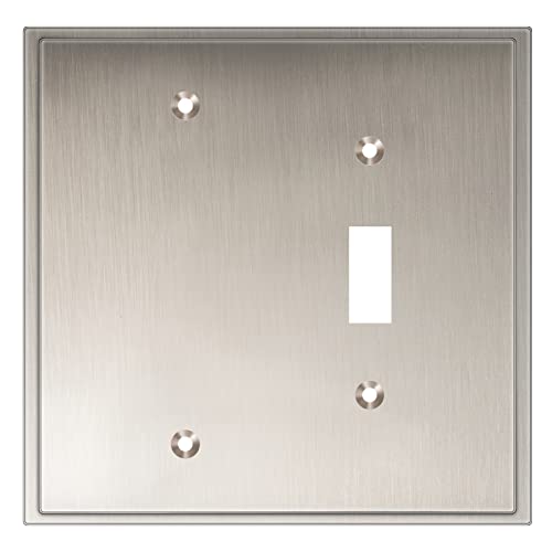 Henne Bery Soft Modern Decorative Wall Plate Switch Plate Outlet Cover (Blank/Toggle, Satin Nickel) - style: Blank/Toggle