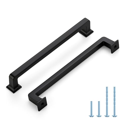 HOME EDIT Matte Black Cabinet Handles Zinc Pulls 6-1/4 Inch 5 Pack - color: Matte Black, size: 6-1/4 inches Hole Center