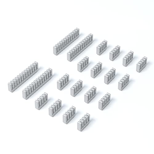 SIRLYR PSU Cable Combs,Pearlescent Paint Computer Wire Organizer,Extension Cables Comb for PC Cable Management 20 Pieces Set = 24 pin x 4, 8 pin x 16 for 3 mm/0.11In up to 3.5 mm/0.13 in Silver - color: Silver