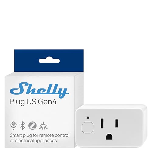 Shelly Smart Plug UL, WiFi, Bluetooth, Zigbee, Matter Outlet with Power Metering, Works with HomeKit, Google Home, Alexa, Home Assistant, Smart Socket, Easy Setup, Remote Control, Plug US Gen4 White - color: White