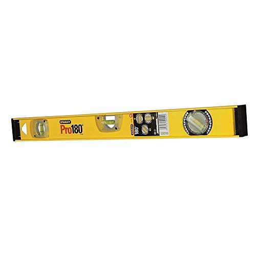 Stanley -180 I Beam Level 3 Vials 600mm 1 42 920 | 3 Tubular Vials, Highly Accurate, Durable Aluminium Body with Shock Absorbing End Caps - color: Others