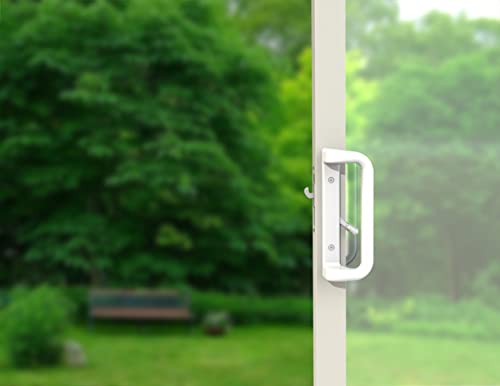 House Guard Sliding Patio Door Handle Set, Mortise Lock, 3-15/16", White - color: White
