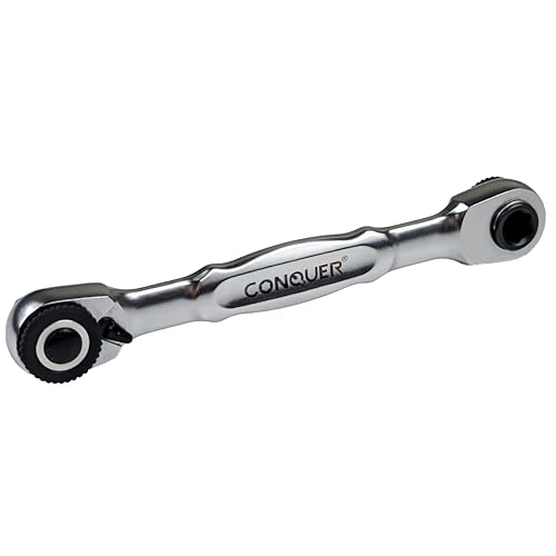 CONQUER 1/4" Mini Ratchet Wrench Low Profile Dual Head - style: Dual Ratchet Socket