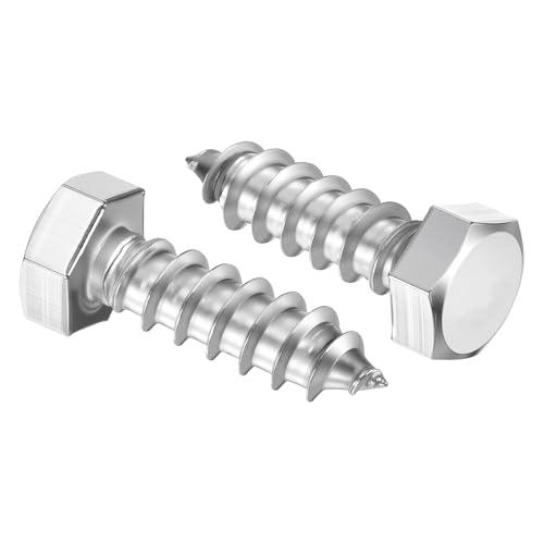25 Pcs Hex Head Lag Screws 3/8" x1-1/4 SS 18-8 (304) Lag Bolts - color: Silver, size: 3/8"x1-1/4"