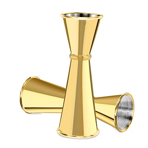 Briout Double Cocktail Jigger for Bartending, 2 OZ & 1 OZ, Rolled Edge Gold - color: Gold, size: Rolled Edge-1oz/2oz-1PC