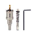 1-1/8" (29mm) Tungsten Carbide Tipped Hole Saw with 2Pcs Titanium-Plated Pilot Drill Bits for Hard Metal,Stainless Steel,Iron,Aluminum Alloy,Wood and Plastic - size: 29mm | 1-1/8"