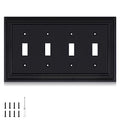 Matte Black Decorative Outlet Covers Wall Plates, Bamboo Fiber Light Switch Covers, Natural Material Electric Receptacle Switch Plate Outlet Cover of various styles (4 Gang Toggle 1 Pack) - size: 4 Gang Toggle 1 Pack