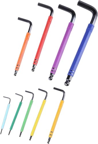 Hex Key Set, 9PCS Metric Allen Key Set, 1.5-10MM, Anti-Slip Long Ball End Hex Wrench Set Color Coding Hex Key Set (Hexagonal wrench, Long style) - color: Hexagonal Wrench, size: Long style