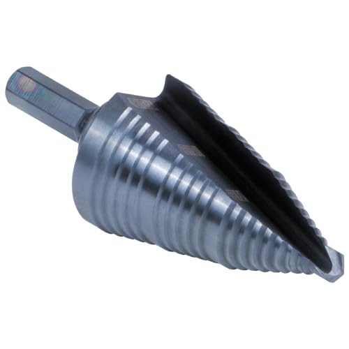 Klein Tools KTSB15 Step Drill Bit #15 Double Fluted 7/8 to 1-3/8-Inch with Easy-to-Read Step Markings and Targets, 3/8-Inch Hex Shank - size: 7/8 to 1-3/8-Inch, style: Standard