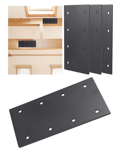 4 Pcs Heavy Duty Straight Mending Plate, 9.25" x 4.5" Flat Steel Bracket, 0.12" (3mm) Thick I Shape Joining Plate for 6x6 8x8 Wood Timber, Truss Framing, Beam Splicing & Furniture Repair - size: 4 Pack, style: P-Support Plate