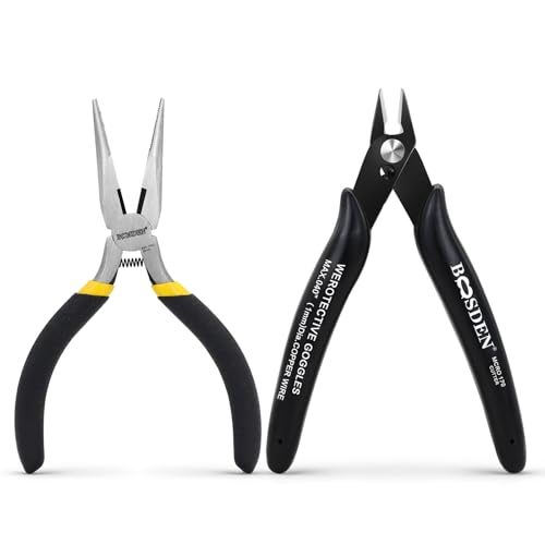 BOOSDEN Mini Jewelry Pliers Set Needle Nose & Flush Wire Cutters 5 Inch - size: 5" Flush Cutter+5" Needle Nose